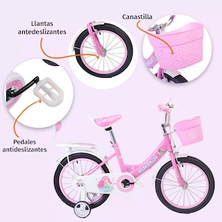 Foto 2 | Bicicleta Entrenadora Para Niños Aeiou Qk-09 Con Canasta R12 Rosa
