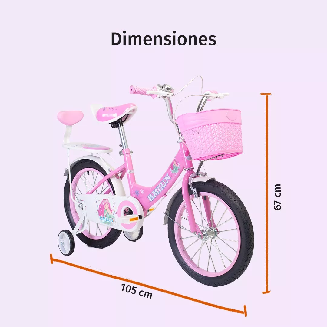 Foto 6 pulgar | Bicicleta Entrenadora Para Niños Aeiou Qk-09 Con Canasta R12 Rosa