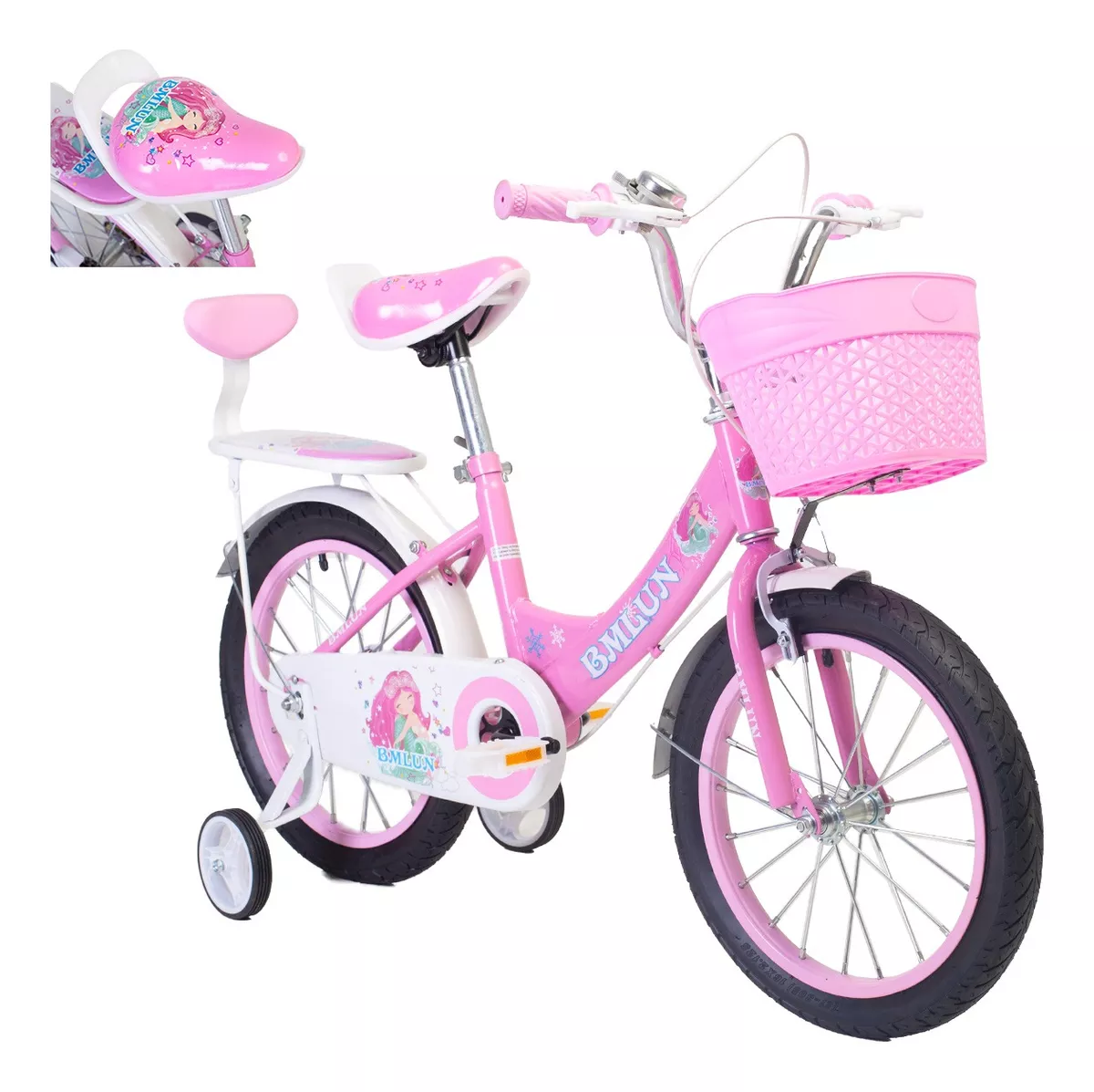 Foto 2 pulgar | Bicicleta Entrenadora Para Niños Aeiou Qk-09 con Canasta R16" color Rosa