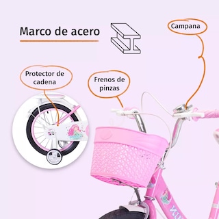 Foto 3 | Bicicleta Entrenadora Para Niños Aeiou Qk-09 con Canasta R16" color Rosa