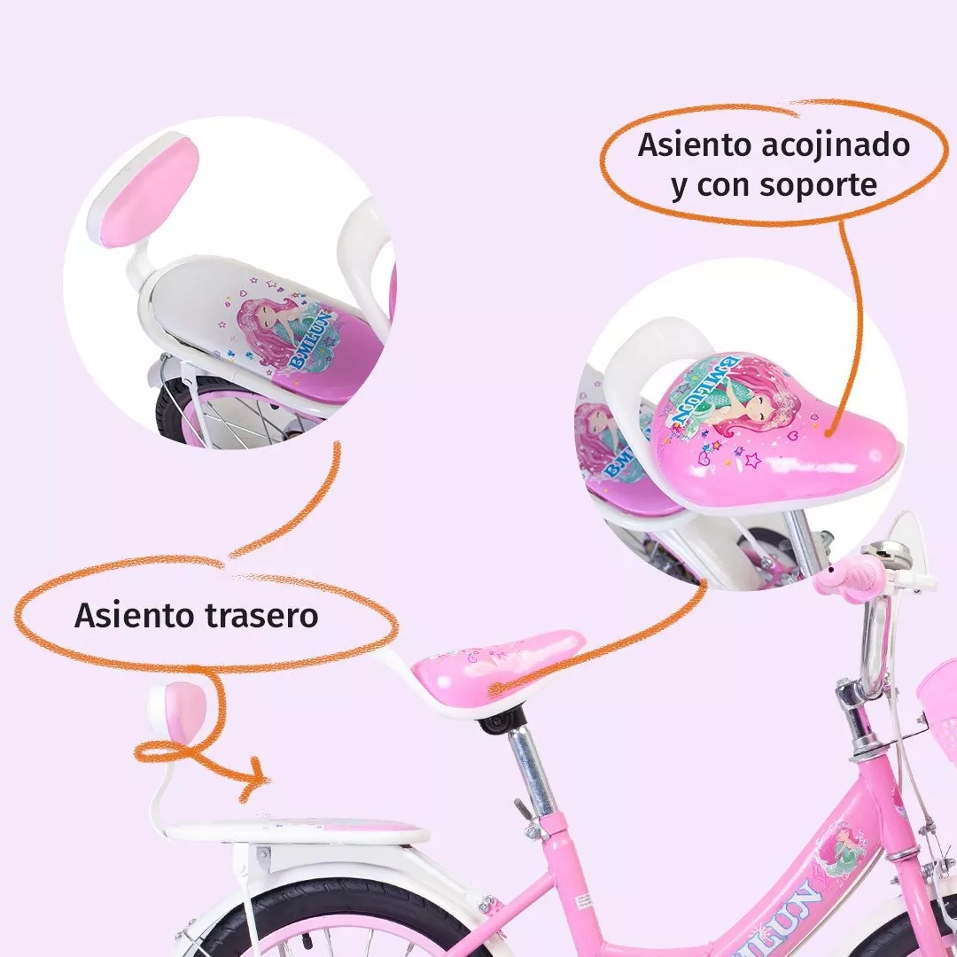 Foto 5 pulgar | Bicicleta Entrenadora Para Niños Aeiou Qk-09 con Canasta R16" color Rosa