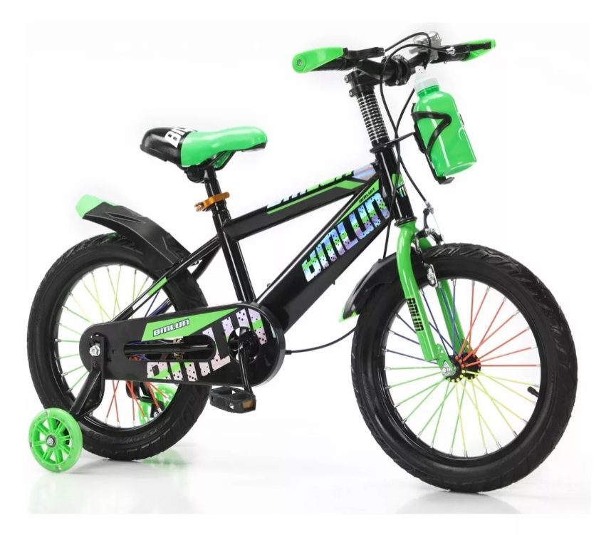 Bicicleta Entrenadora Aeiou Qk-15 Verde con Portabotellas R12 para Niños