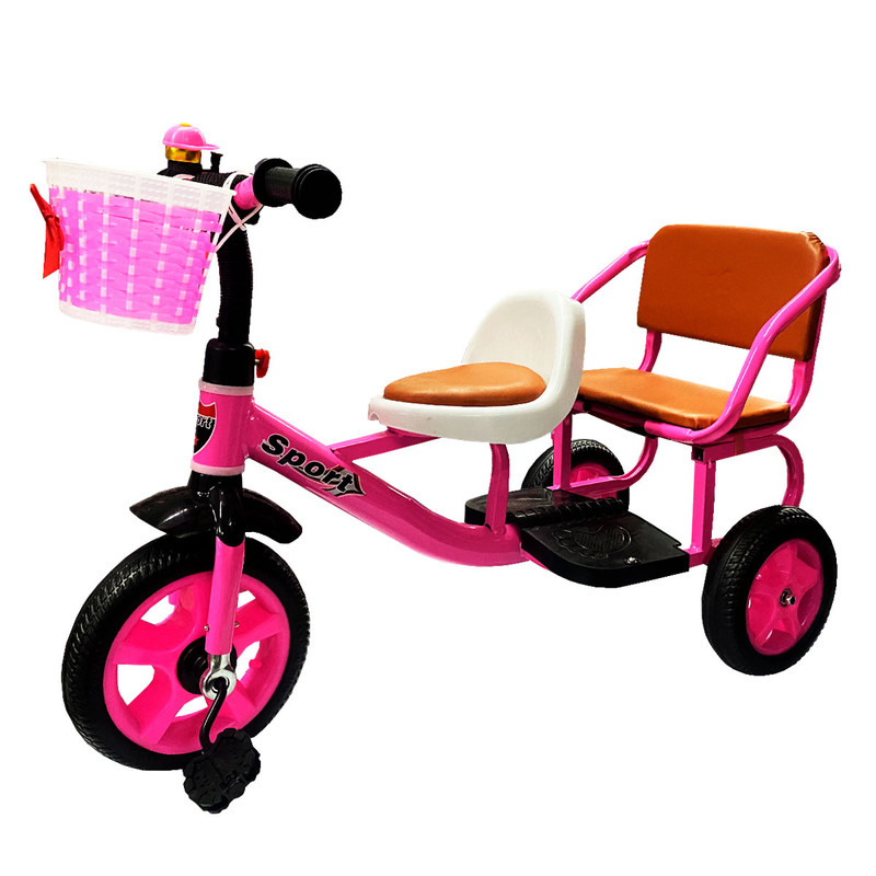 Foto 3 pulgar | Triciclo Infantil Con Doble Asiento Generico Color Rosa