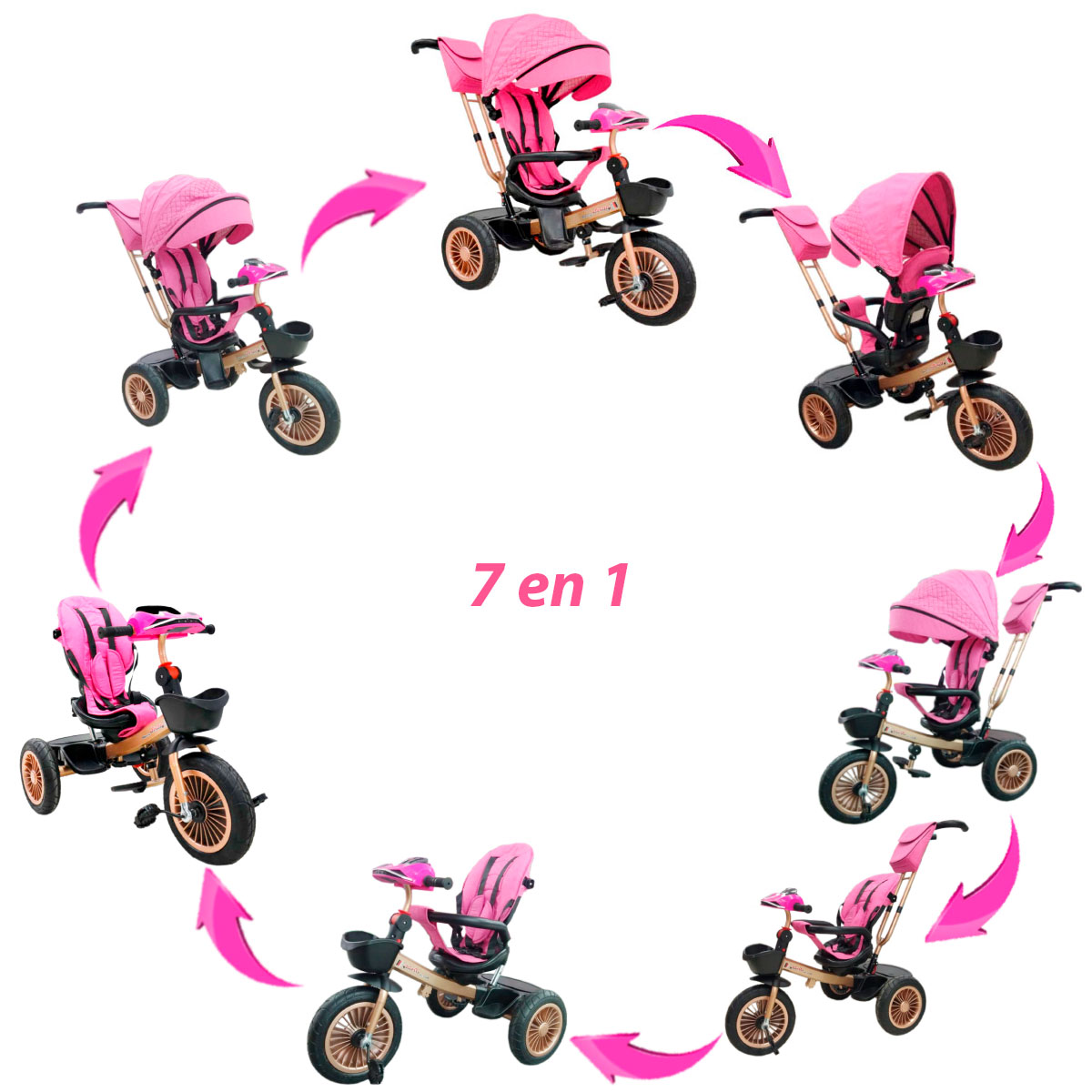Foto 5 | Triciclo Infantil con Asiento Reclinable Rosa