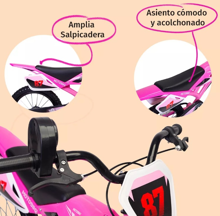 Foto 5 pulgar | Bicicleta Entrenadora Para Niños Aeiou Moto Cross Bike R12 Rosa