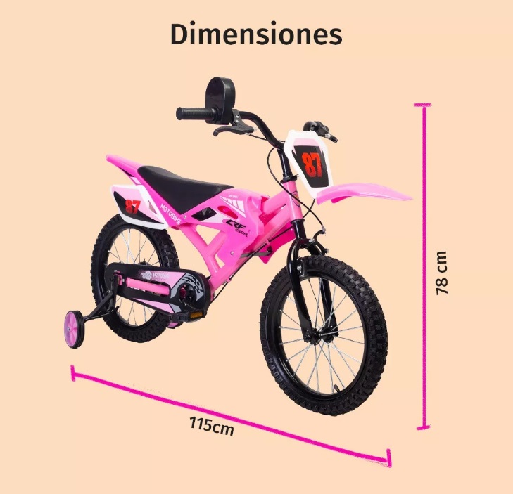 Foto 6 pulgar | Bicicleta Entrenadora Para Niños Aeiou Moto Cross Bike R12 Rosa