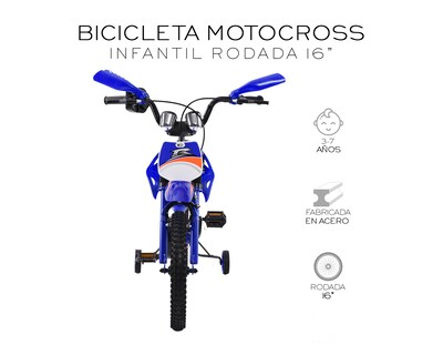 Foto 2 | Bicicleta Motocross De Entrenmiento R16 Infantil Basitex Azul