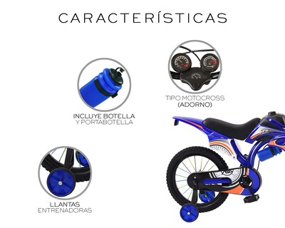 Foto 4 | Bicicleta Motocross De Entrenmiento R16 Infantil Basitex Azul