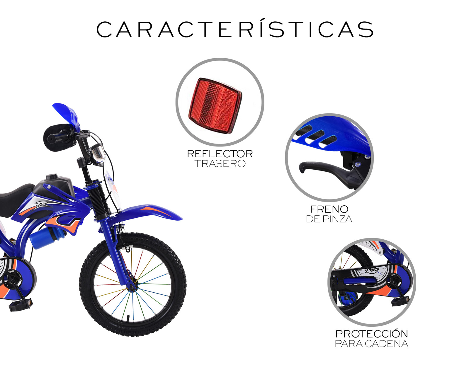Foto 5 | Bicicleta Motocross De Entrenmiento R16 Infantil Basitex Azul