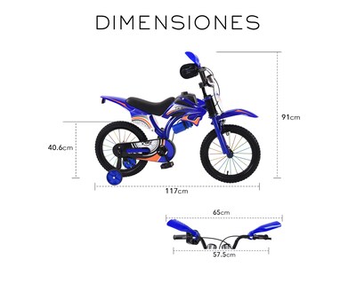 Foto 8 | Bicicleta Motocross De Entrenmiento R16 Infantil Basitex Azul