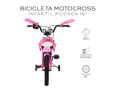 Foto 2 | Bicicleta Motocross De Entrenmiento R16 Infantil Basitex Rosa
