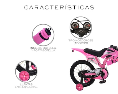 Foto 4 | Bicicleta Motocross De Entrenmiento R16 Infantil Basitex Rosa