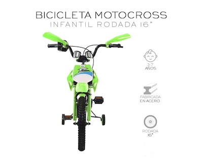Foto 2 | Bicicleta Motocross De Entrenmiento R16 Infantil Basitex Verde
