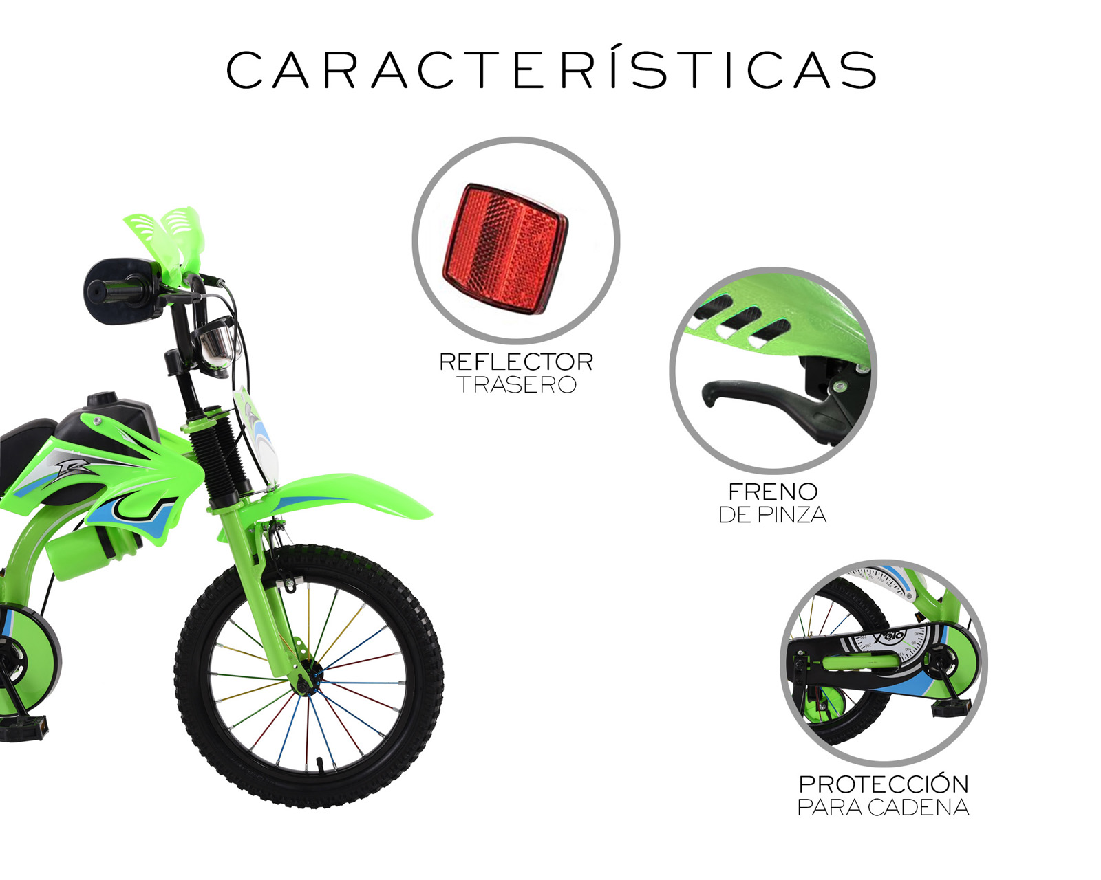 Foto 5 | Bicicleta Motocross De Entrenmiento R16 Infantil Basitex Verde
