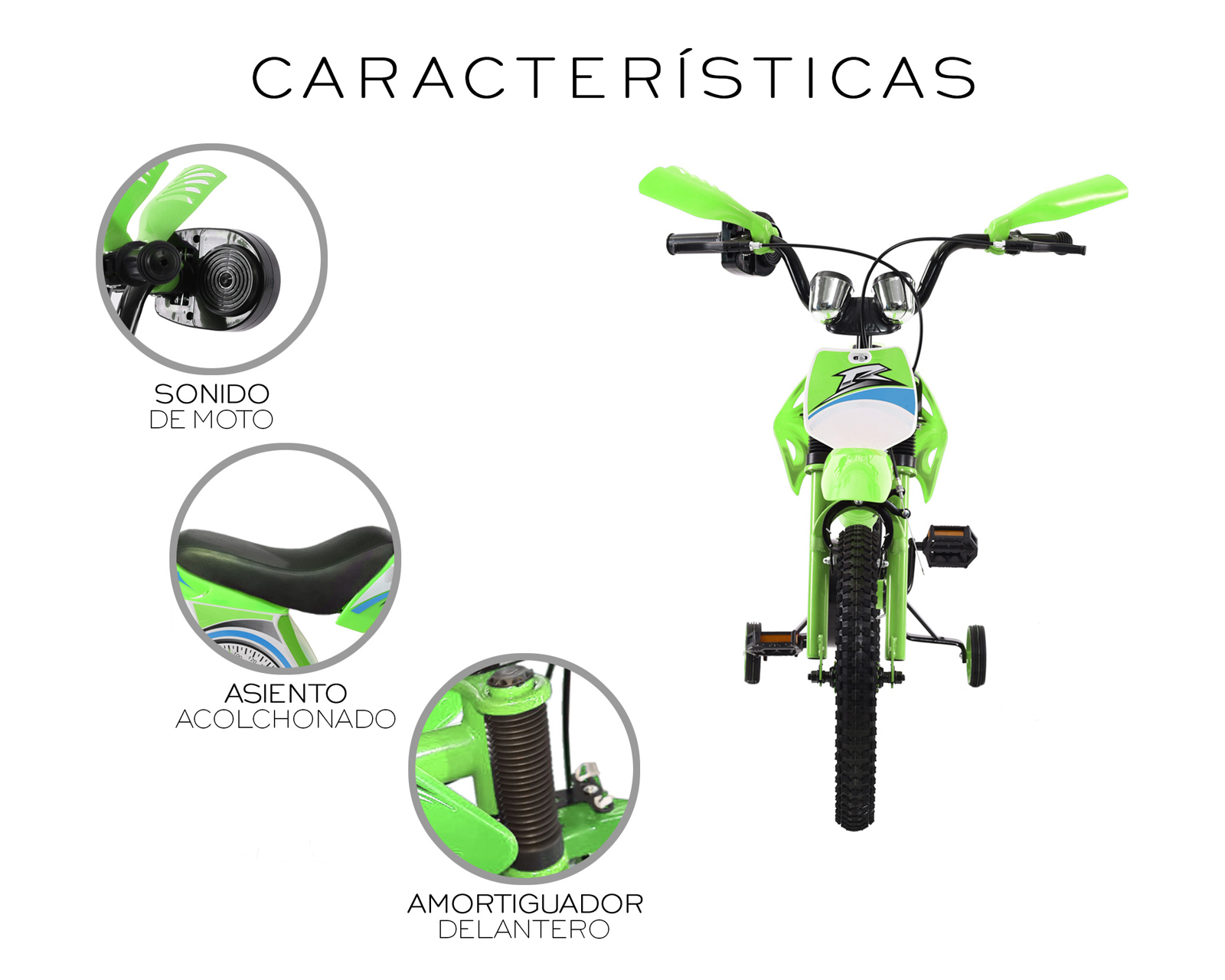 Foto 7 | Bicicleta Motocross De Entrenmiento R16 Infantil Basitex Verde