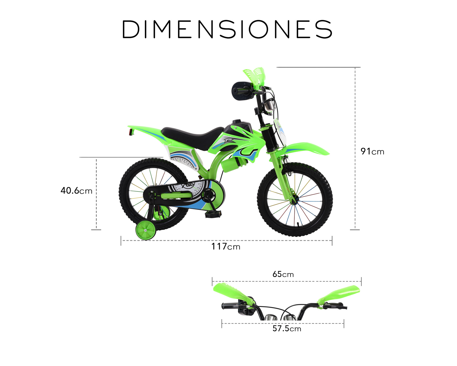 Foto 8 | Bicicleta Motocross De Entrenmiento R16 Infantil Basitex Verde