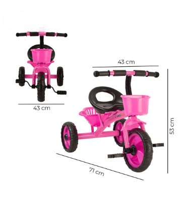 Foto 3 pulgar | Triciclo Bicicleta Para Niños Infantil Cesta Cajuela