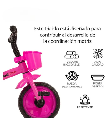 Foto 5 pulgar | Triciclo Bicicleta Para Niños Infantil Cesta Cajuela