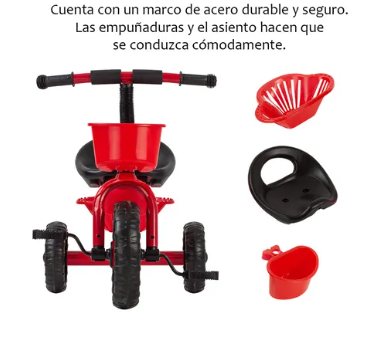 Foto 3 pulgar | Triciclo Bicicleta Para Niños Infantil Cesta Cajuela