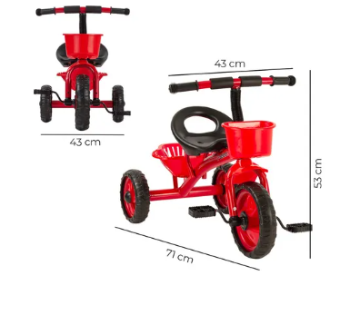 Foto 7 pulgar | Triciclo Bicicleta Para Niños Infantil Cesta Cajuela