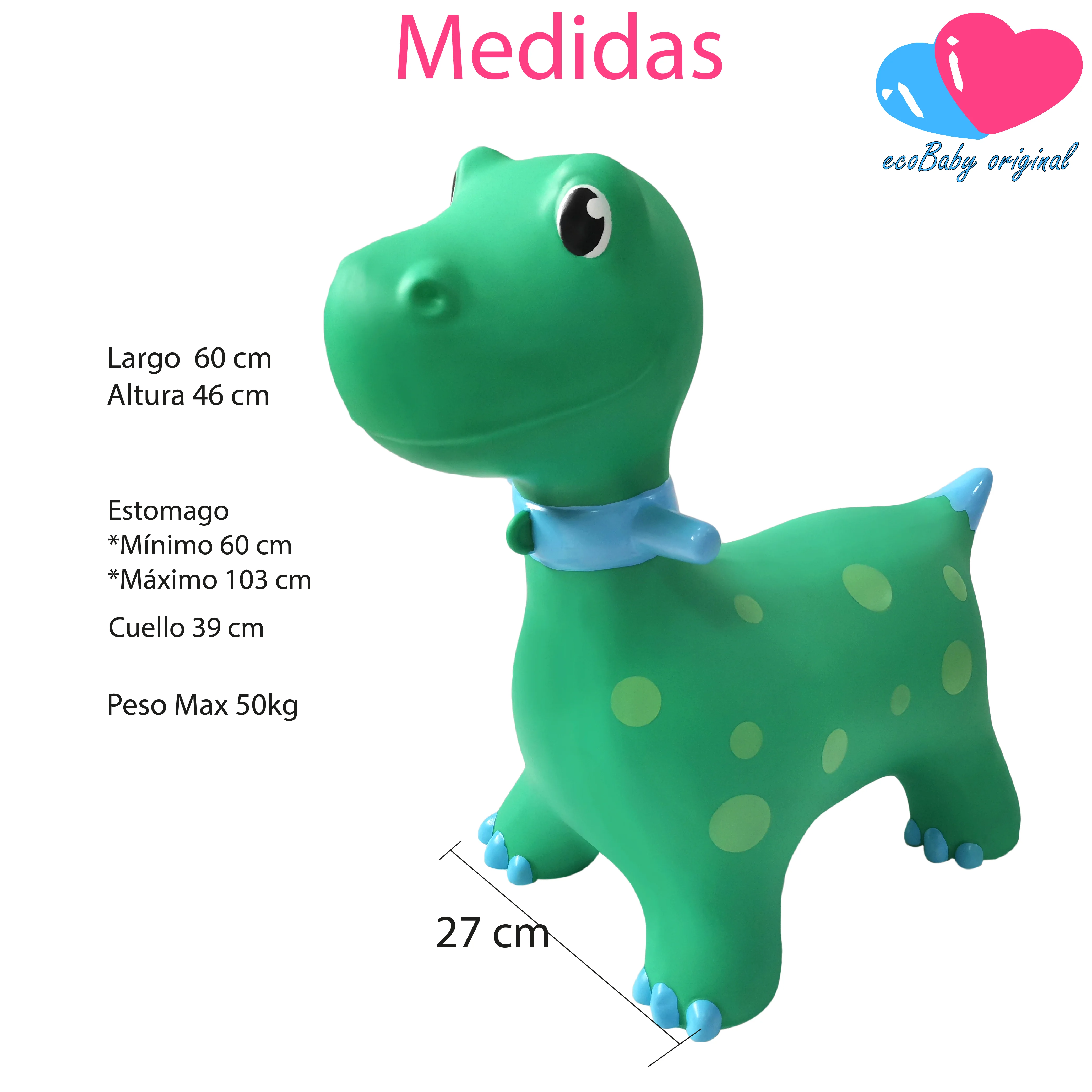 Foto 2 | Montable Inflable Brincolín Ecobaby Original Dinosaurio Azul para Niños