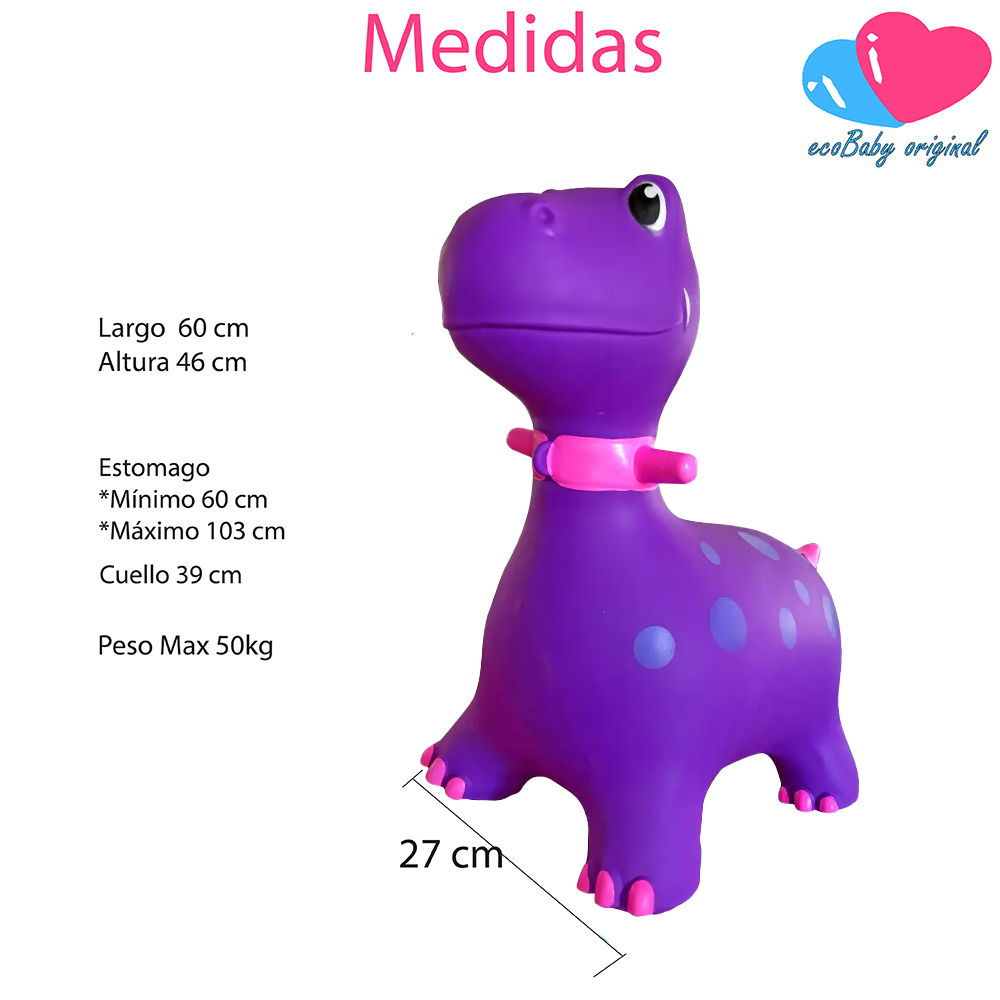 Foto 3 pulgar | Montable Inflable Brincolín Ecobaby Original Dinosaurio Violeta para Niños