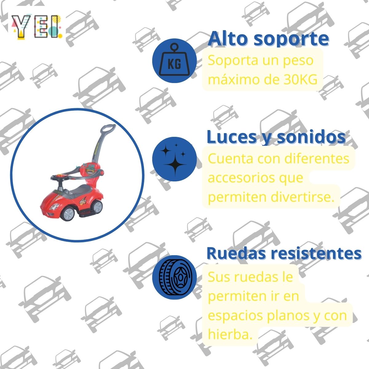 Foto 4 pulgar | Carrito Montable de Empuje con Seguridad Yei YEI-AM01RD-EMP Rojo