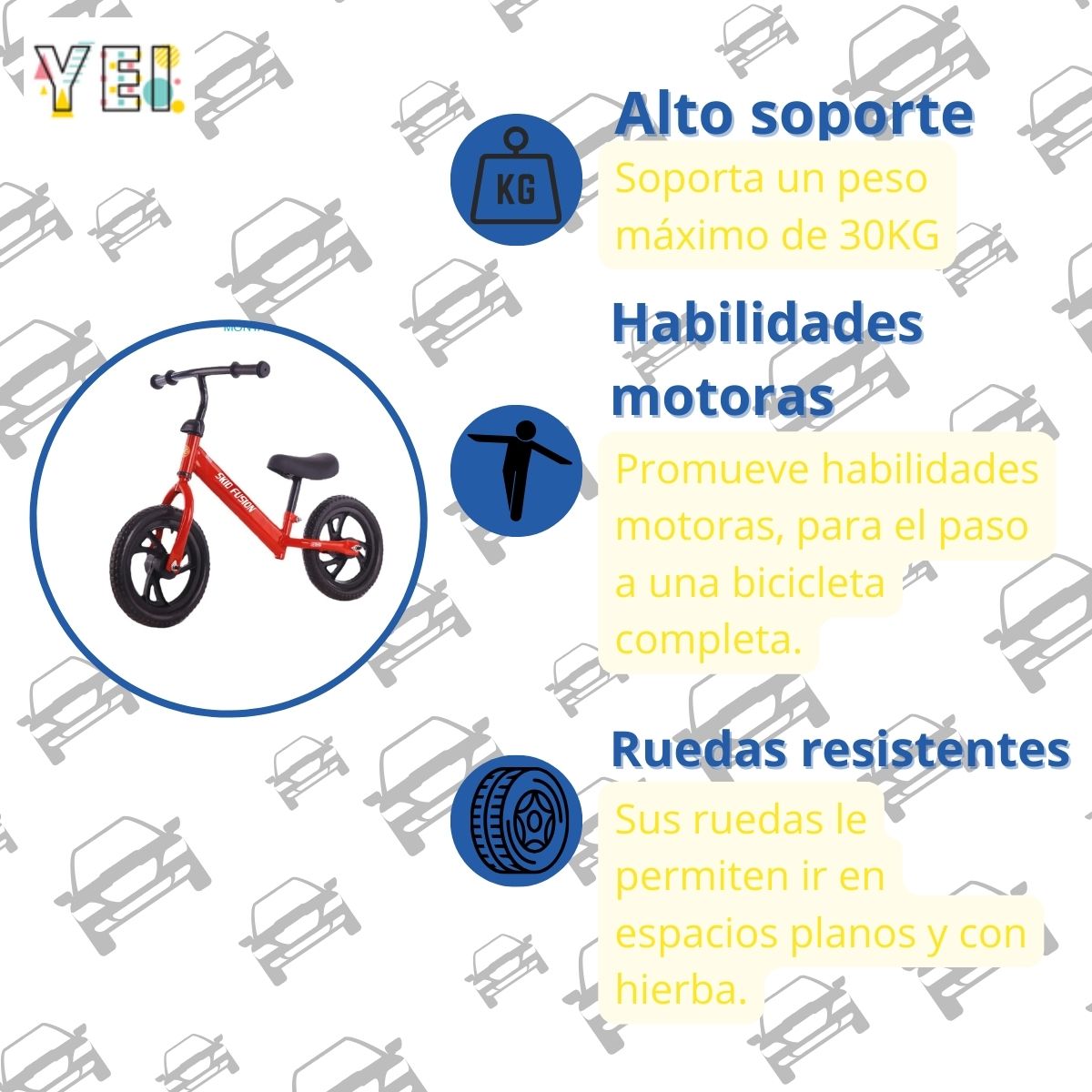 Foto 3 | Bicicleta de Equilibrio Yei color Rojo