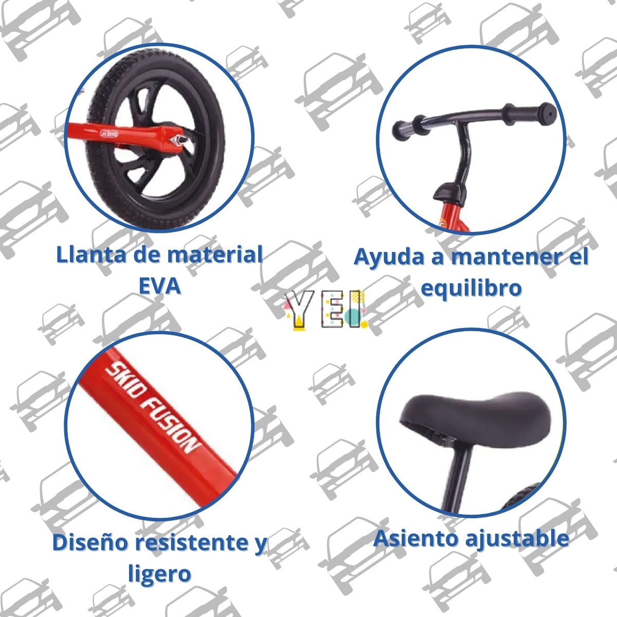Foto 4 | Bicicleta de Equilibrio Yei color Rojo