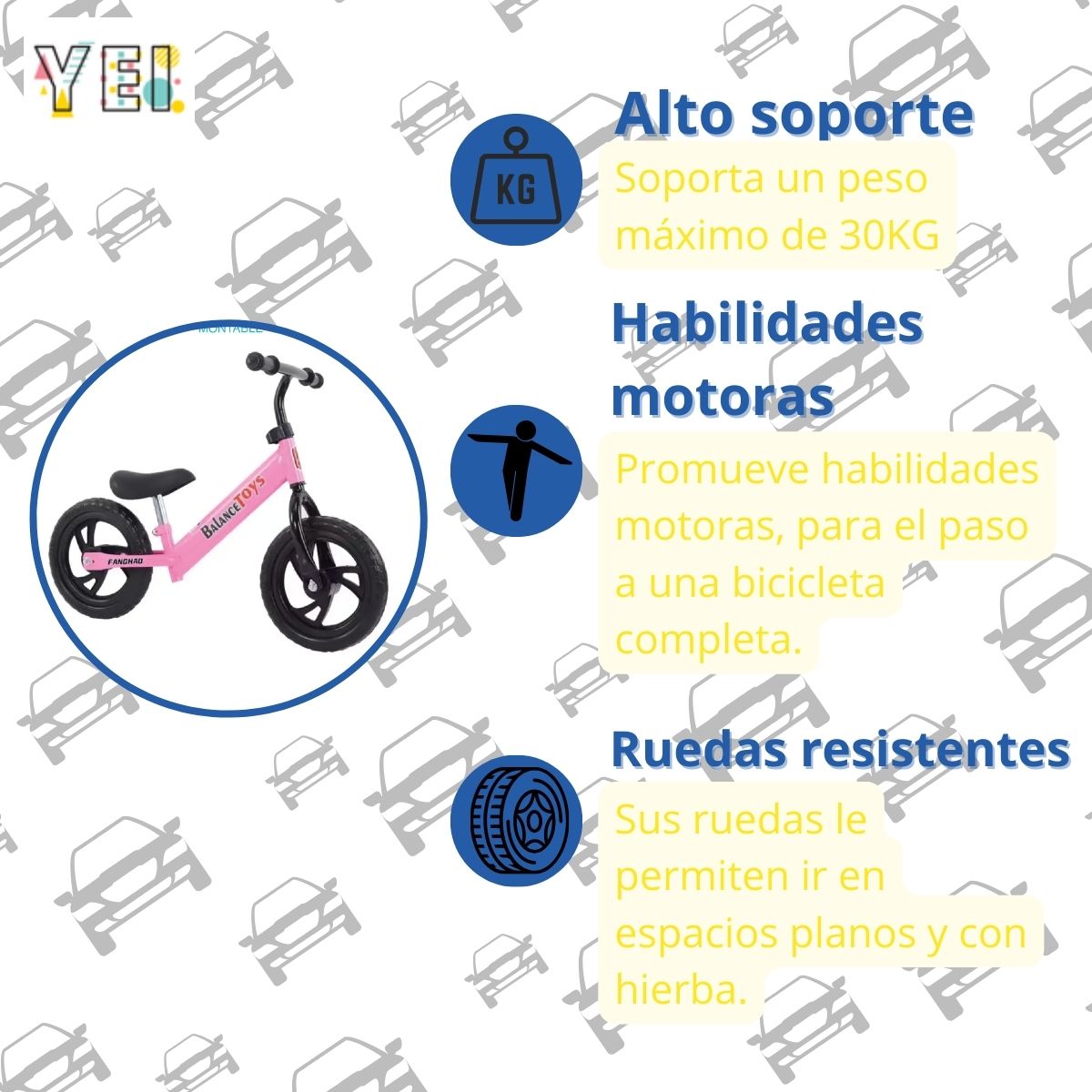 Foto 4 pulgar | Bicicleta de Equilibrio Yei color Rosa
