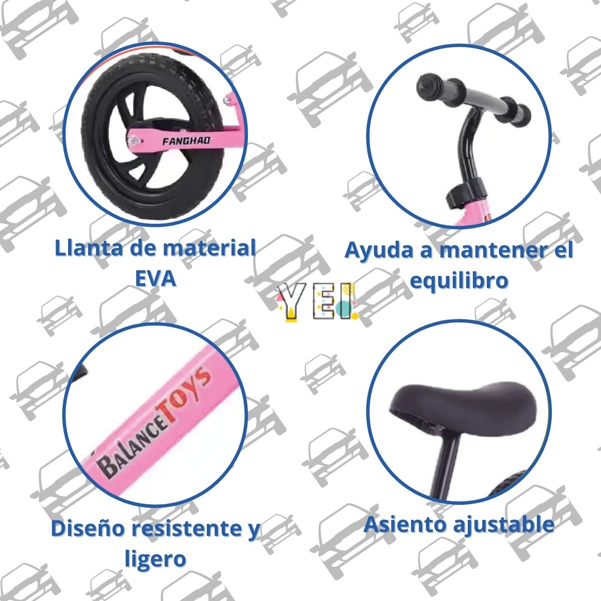 Foto 5 pulgar | Bicicleta de Equilibrio Yei color Rosa