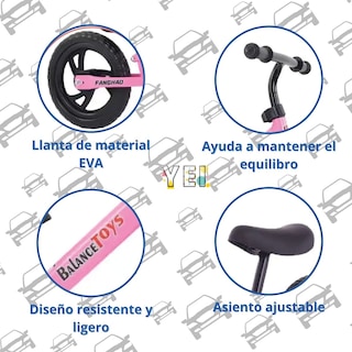 Foto 4 | Bicicleta de Equilibrio Yei color Rosa