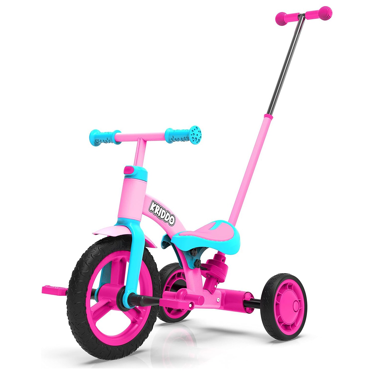 Triciclo 3 En 1 Para Niños Con Mango De Empuje Color Rosa $1,079