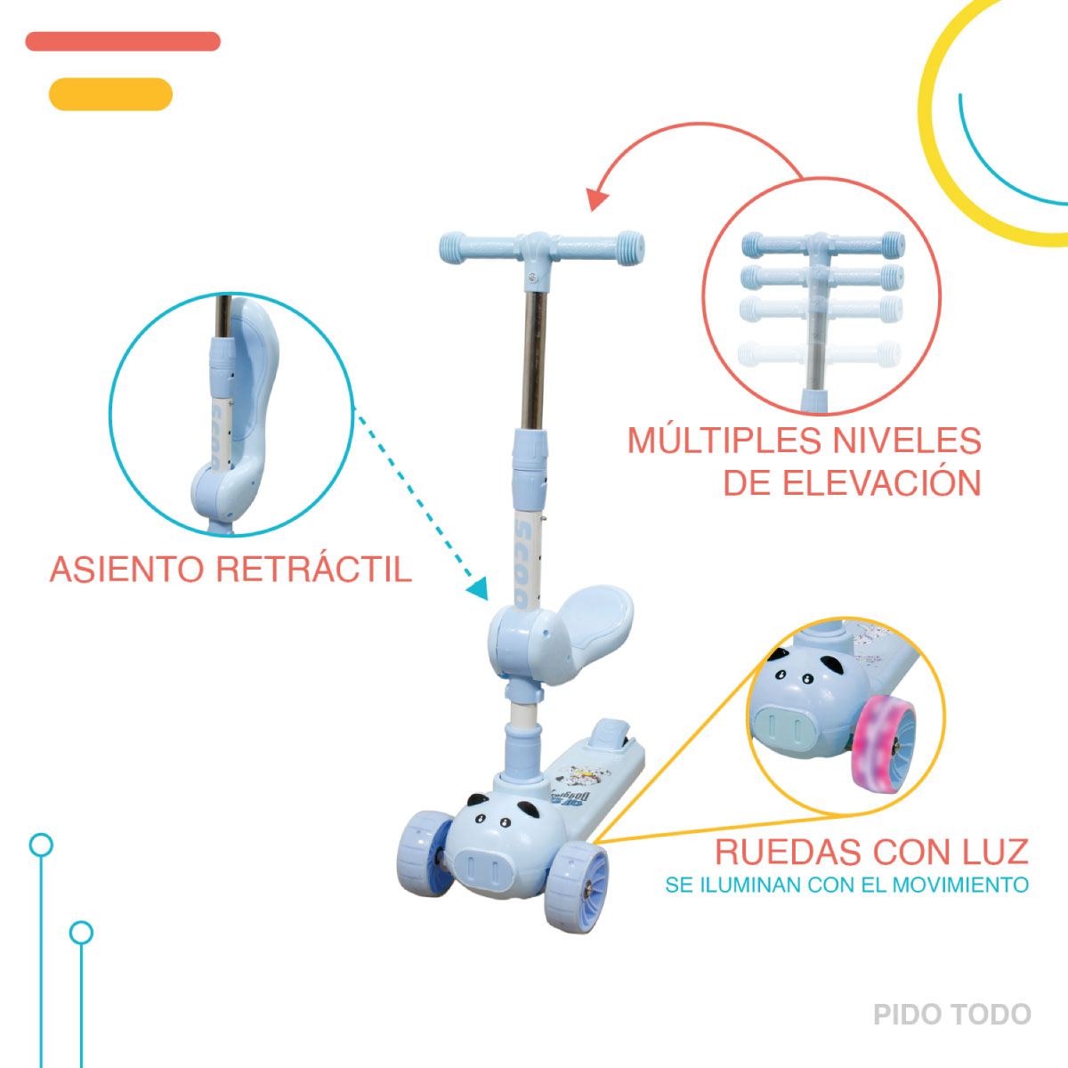 Foto 2 | Mini Monopatín De 3 Ruedas - Azul