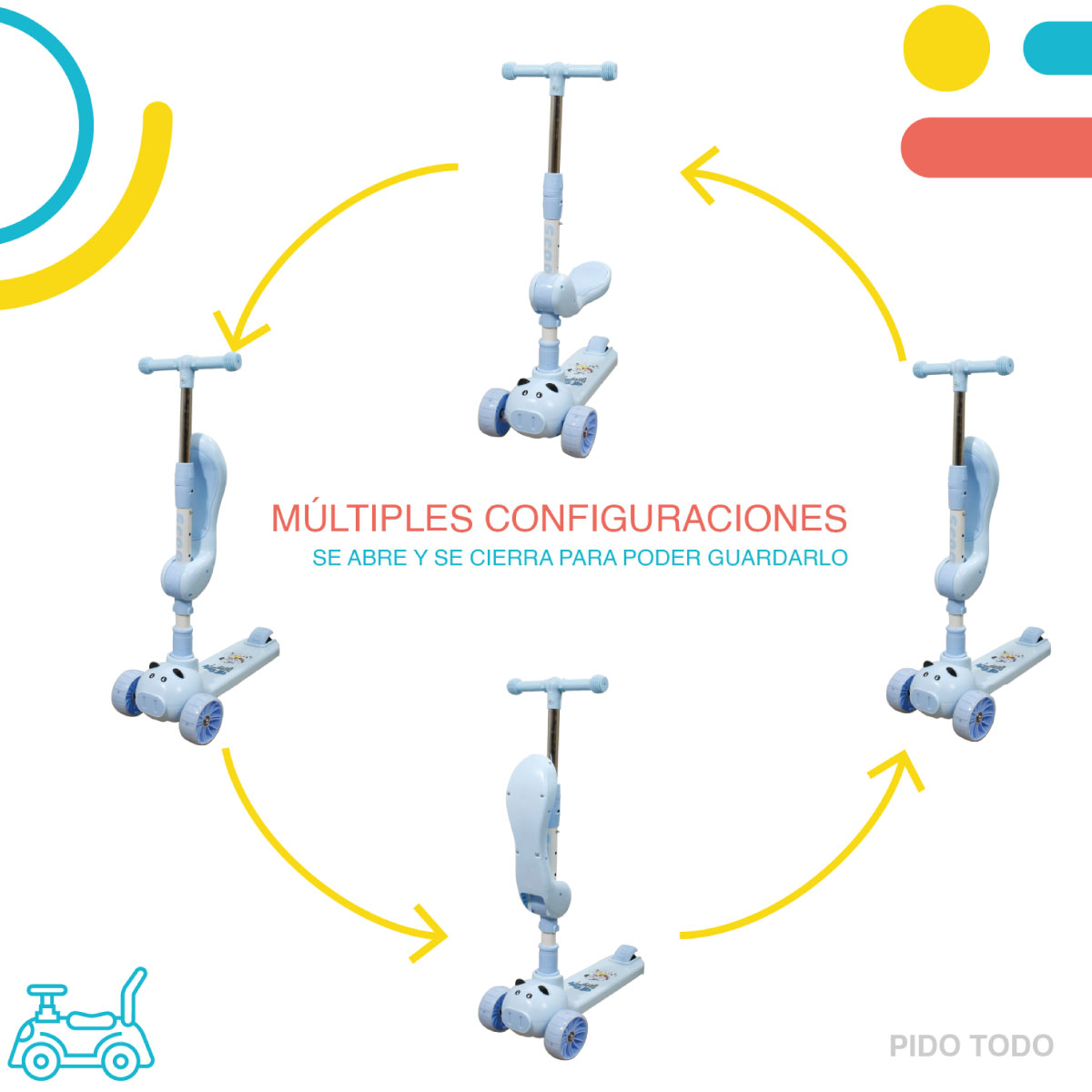 Foto 5 | Mini Monopatín De 3 Ruedas - Azul