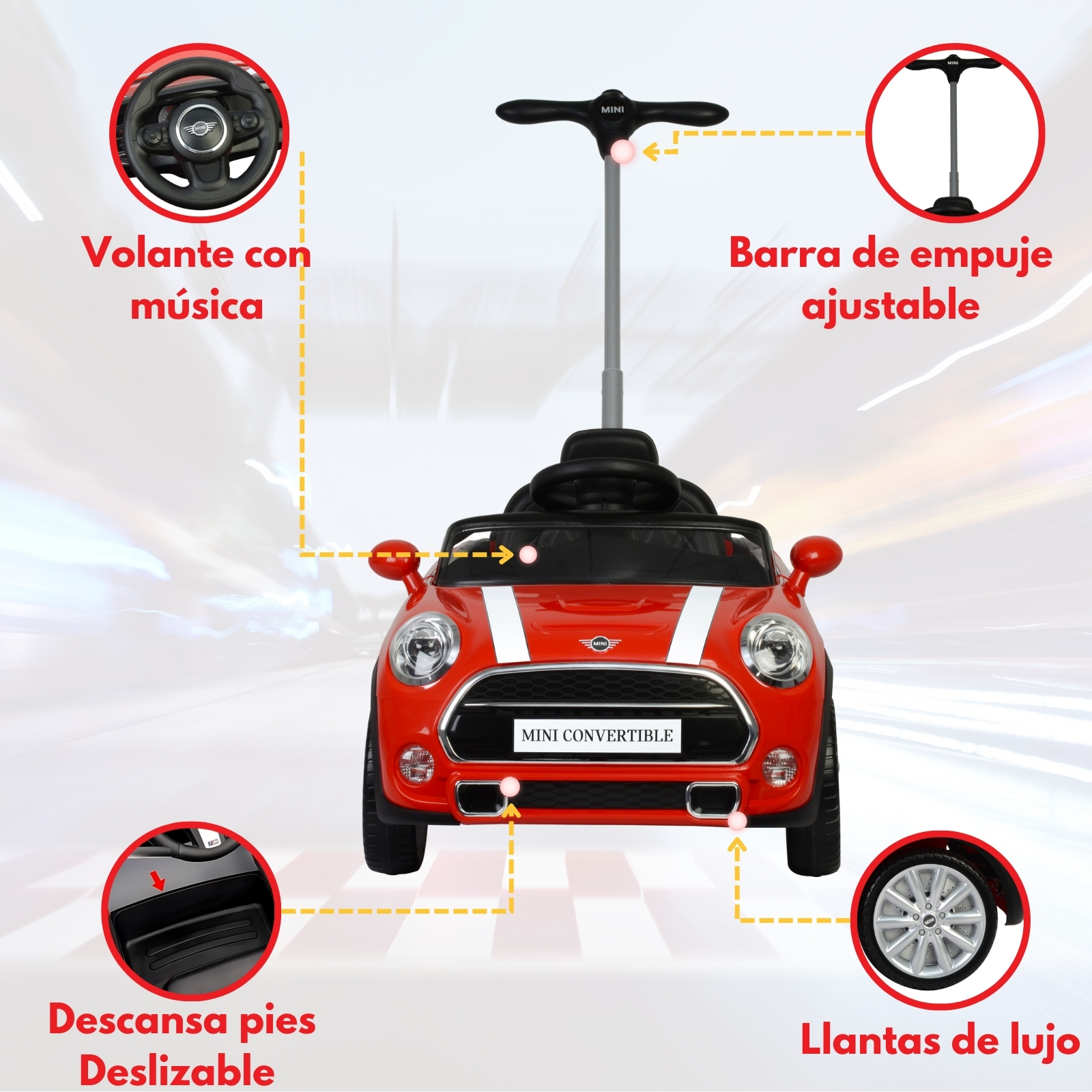 Foto 2 | Montable Mini Cooper Convertible Rojo para Niños