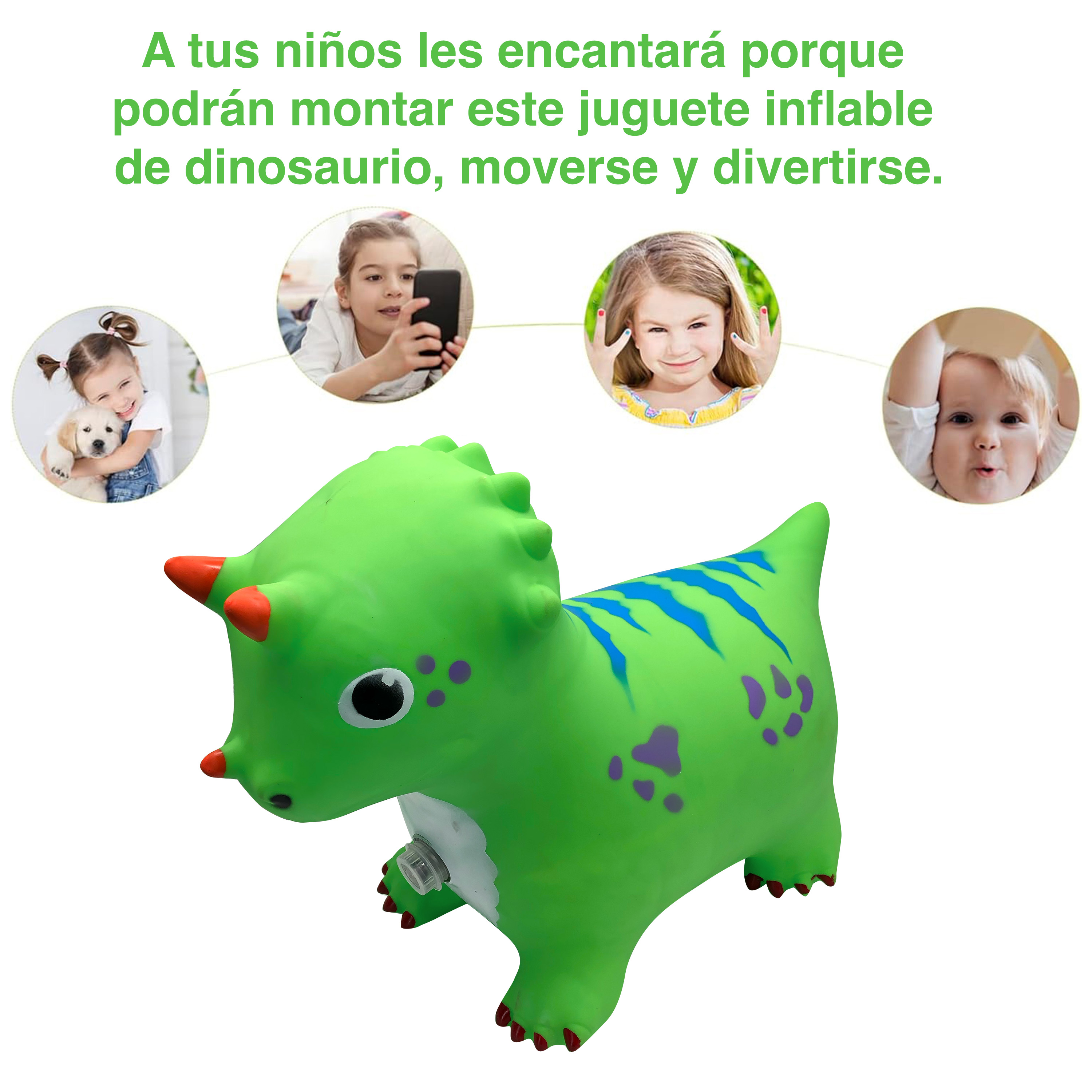 Foto 4 pulgar | Montable Inflable Brincolin Para Niños Dinosaurio Decorado Musical Ecobaby Original