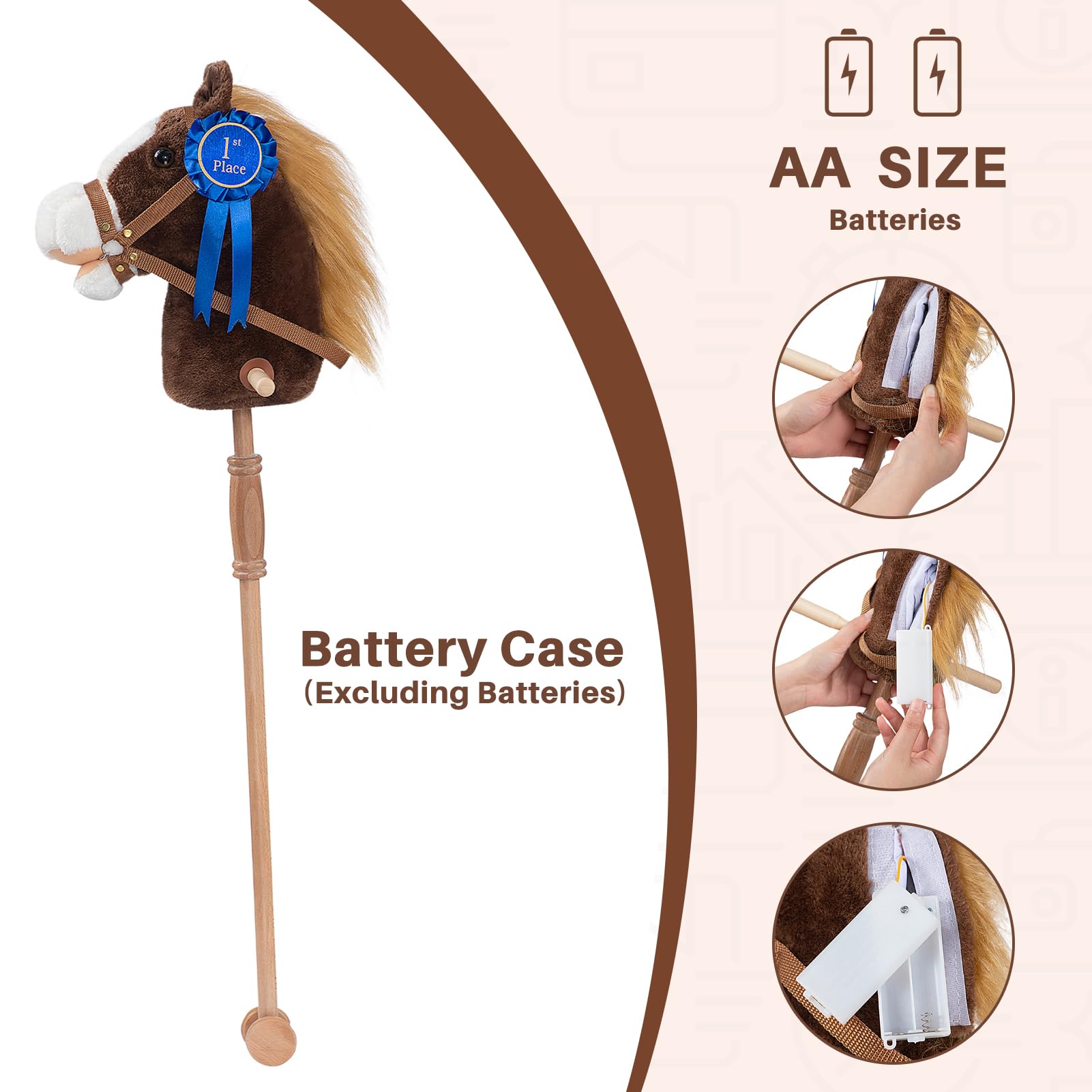 Foto 5 pulgar | Palo De Peluche Horse Hollyhome Chocolate Con Cinta Desmontable - Venta Internacional.