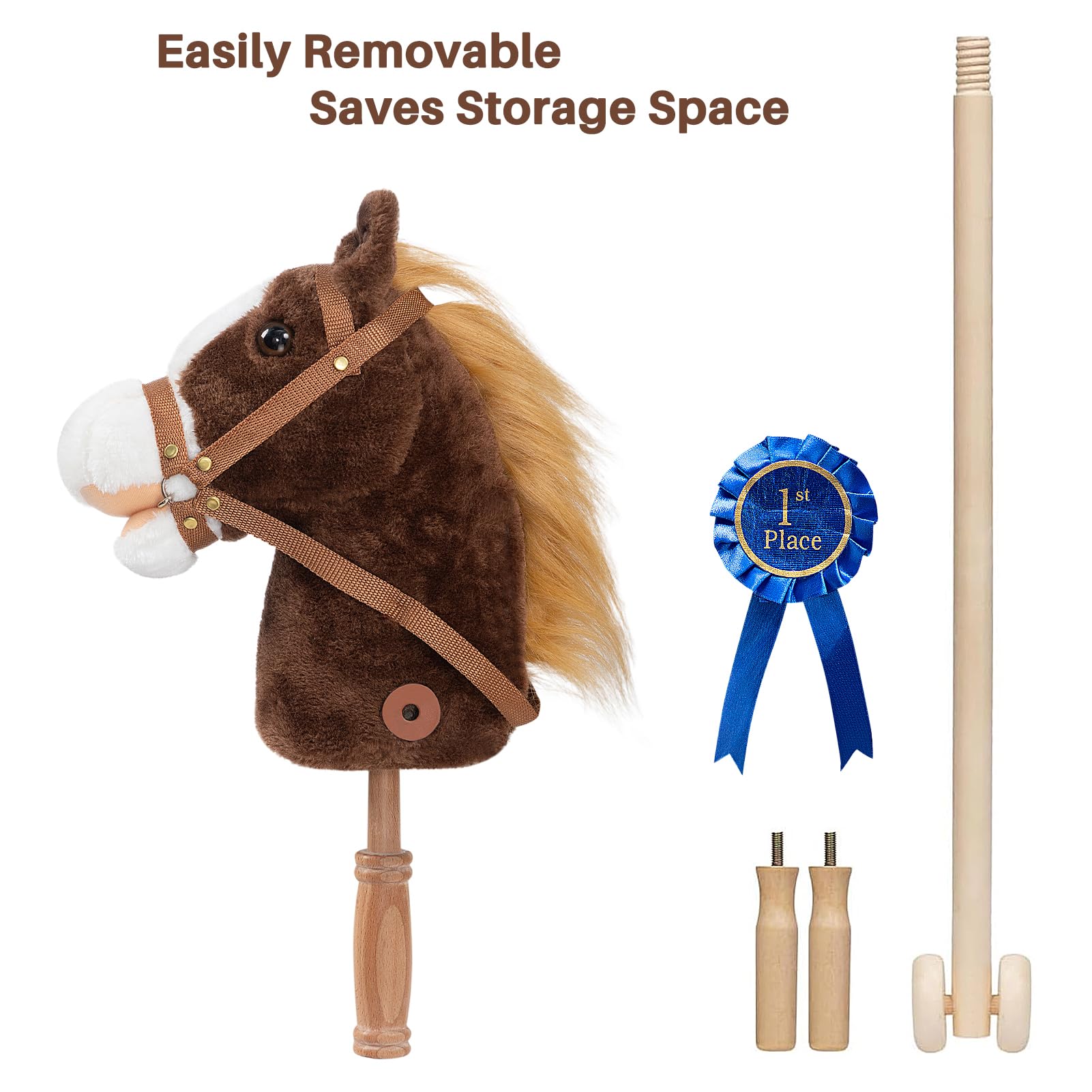 Foto 7 pulgar | Palo De Peluche Horse Hollyhome Chocolate Con Cinta Desmontable - Venta Internacional.