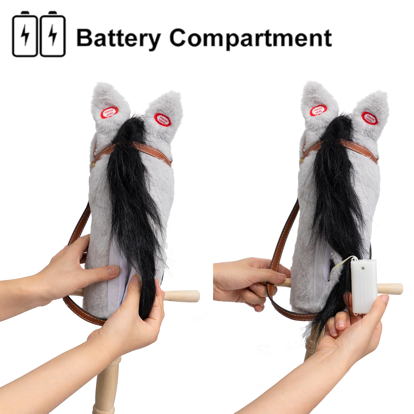 Foto 6 pulgar | Peluche Con Forma De Caballo Hollyhome Outdoor Con Sonido, 91 Cm, Color Gris - Venta Internacional.