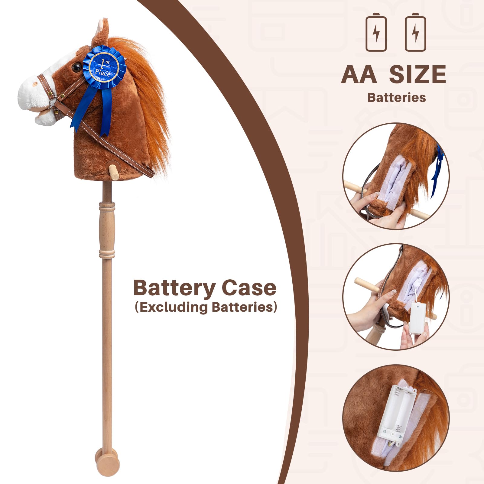 Foto 7 pulgar | Peluche Stick Horse Hollyhome Con Cinta Desmontable, 91 Cm - Venta Internacional.