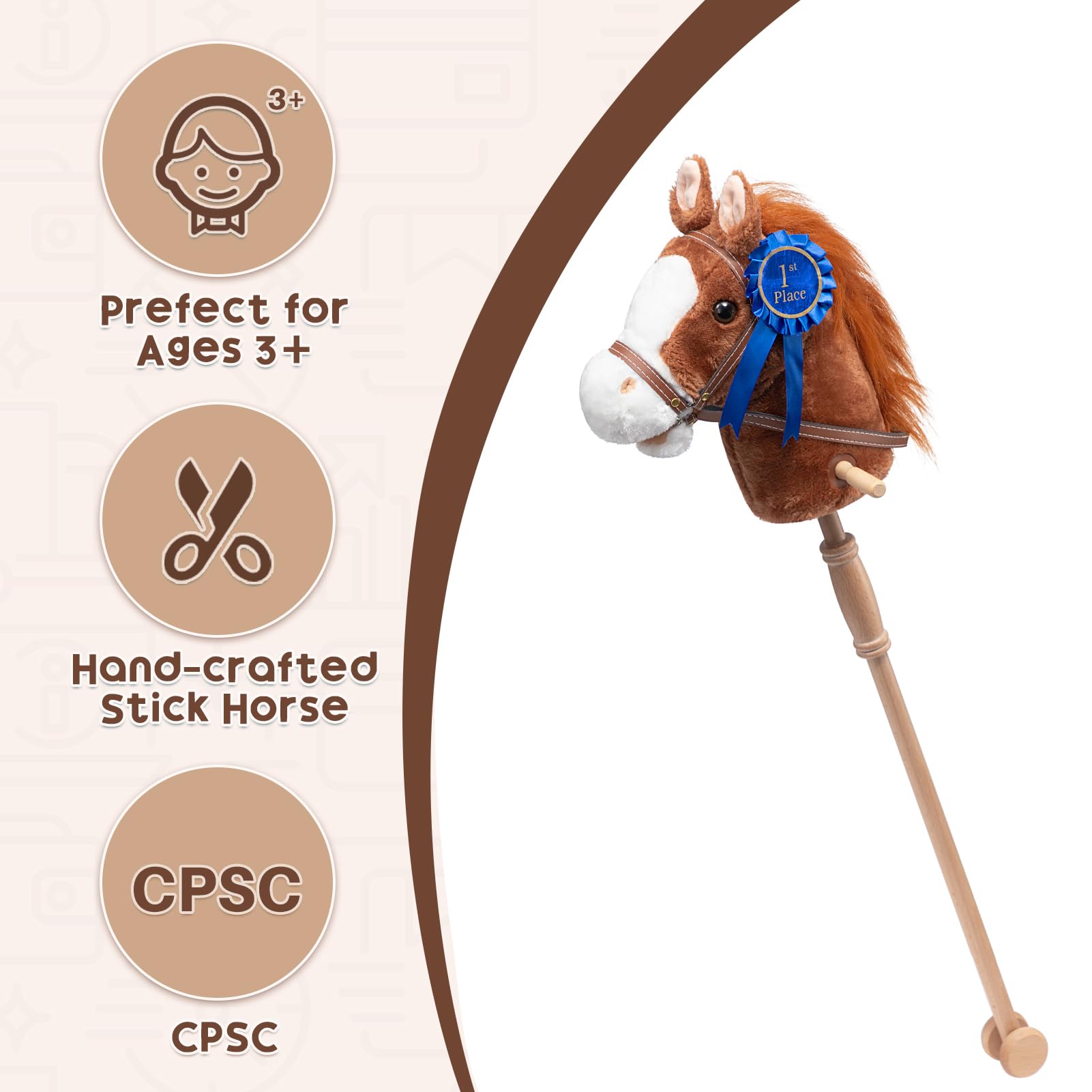 Foto 8 pulgar | Peluche Stick Horse Hollyhome Con Cinta Desmontable, 91 Cm - Venta Internacional.