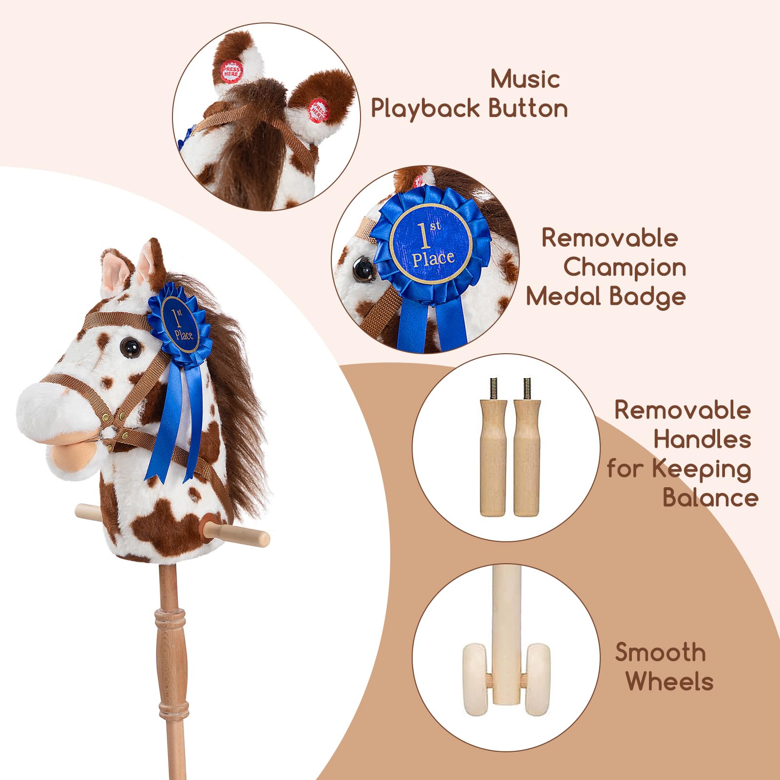 Foto 4 pulgar | Caballo De Peluche Hollyhome Appaloosa Con Sonido De 36 Pulgadas - Venta Internacional.