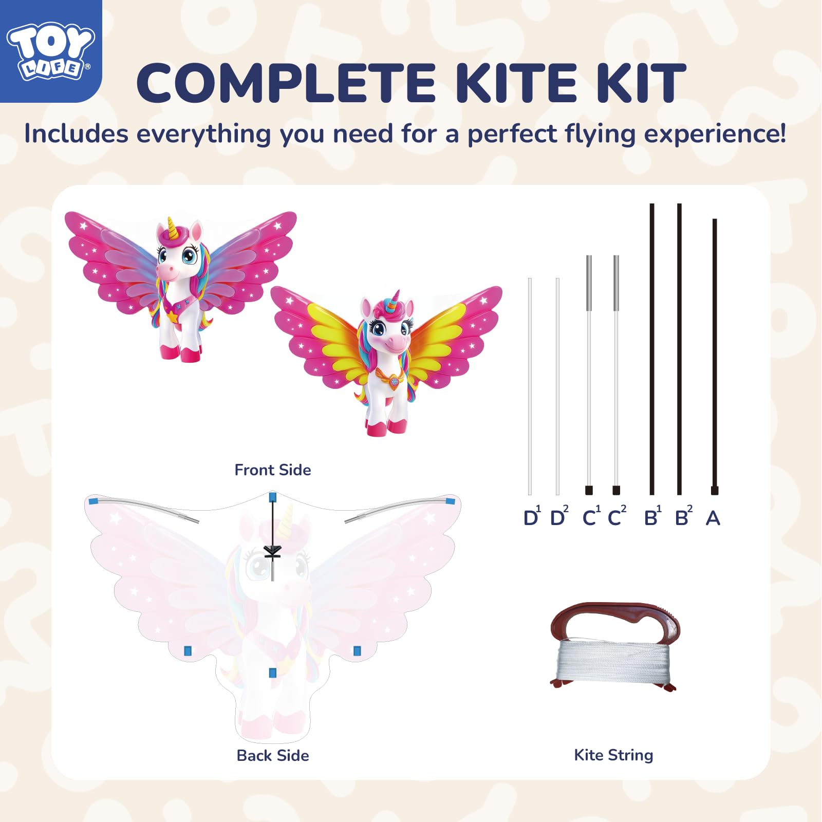Foto 6 pulgar | Unicornio Kite Toy Life De 123 Cm Con Cuerda De 100 M Para Niños Y Adultos - Venta Internacional.