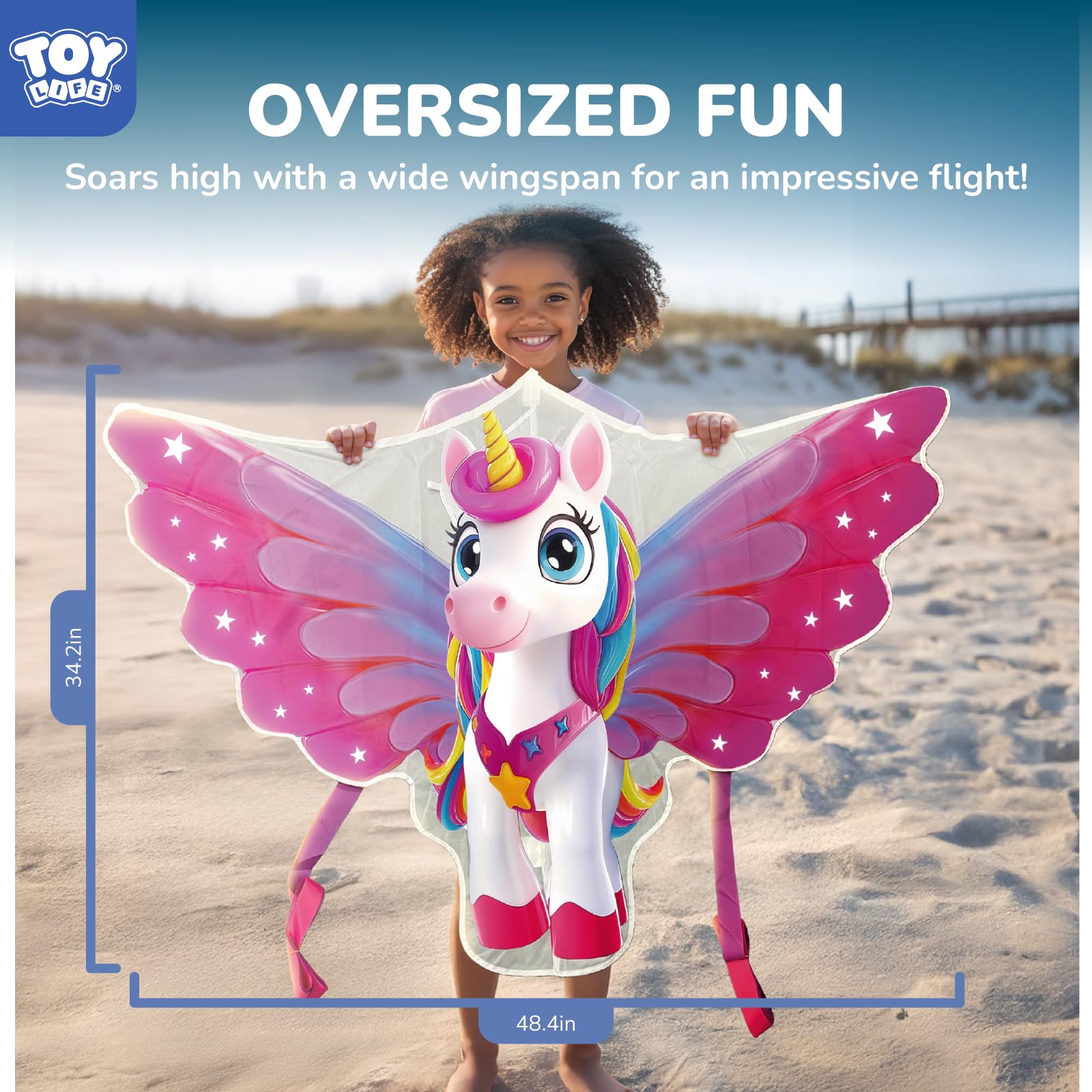 Foto 7 pulgar | Unicornio Kite Toy Life De 123 Cm Con Cuerda De 100 M Para Niños Y Adultos - Venta Internacional.