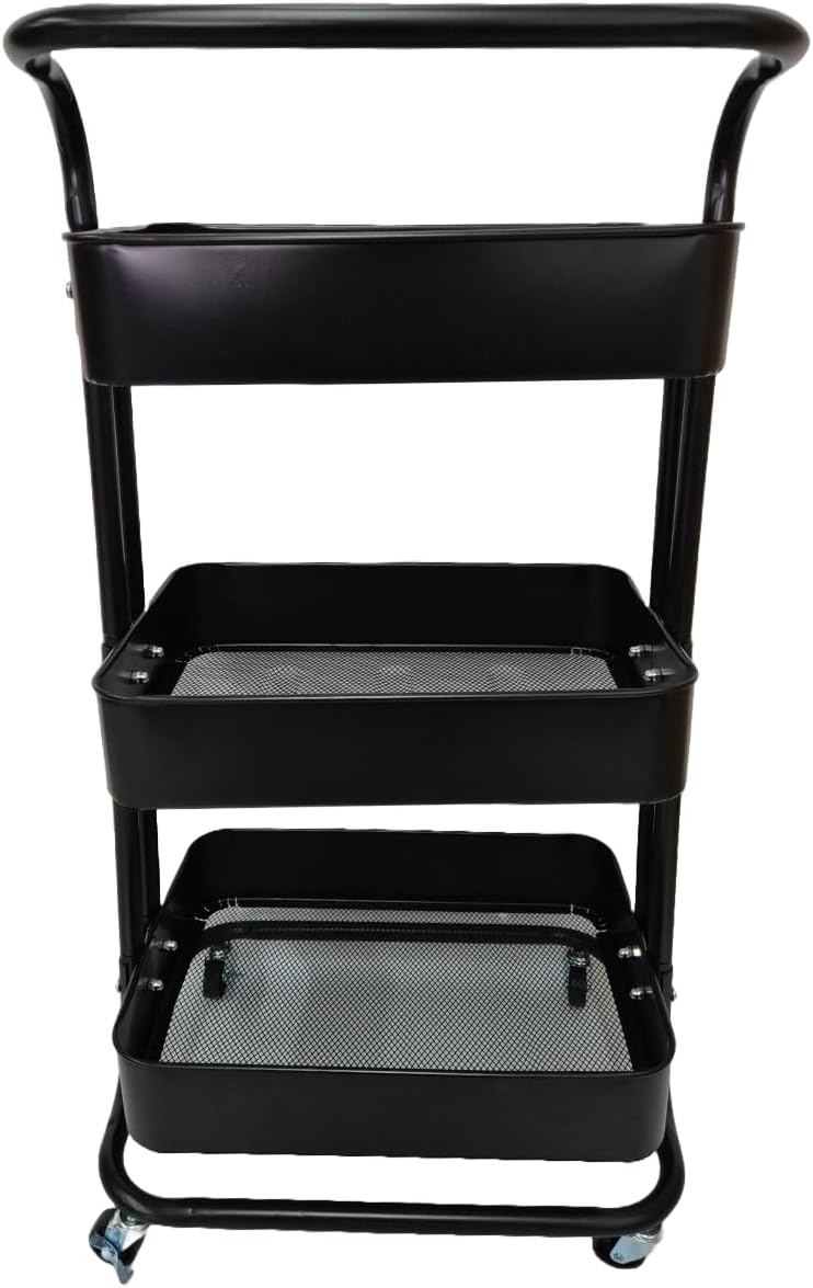 Foto 5 | Carrito Organizador Con Ruedas 3 Niveles Multiusos Práctico Negro