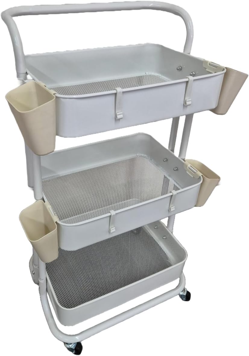 Foto 1 | Carrito Organizador Con Ruedas 3 Niveles Multiusos Práctico Blanco