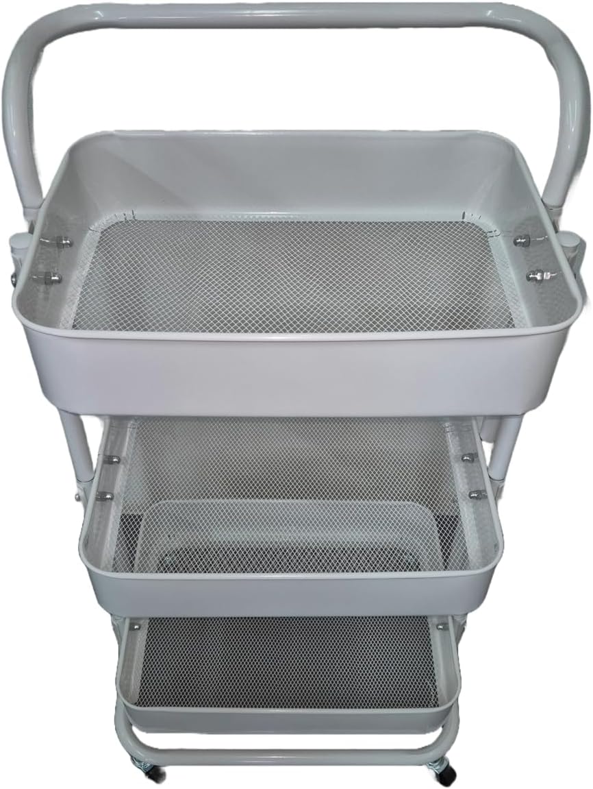 Foto 4 | Carrito Organizador Con Ruedas 3 Niveles Multiusos Práctico Blanco