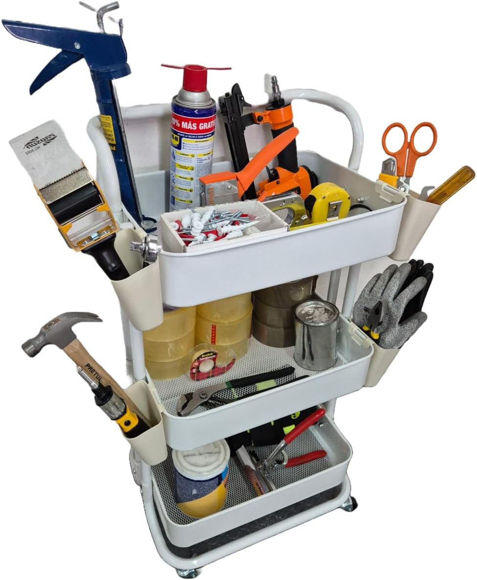 Foto 9 pulgar | Carrito Organizador Con Ruedas 3 Niveles Multiusos Práctico Blanco