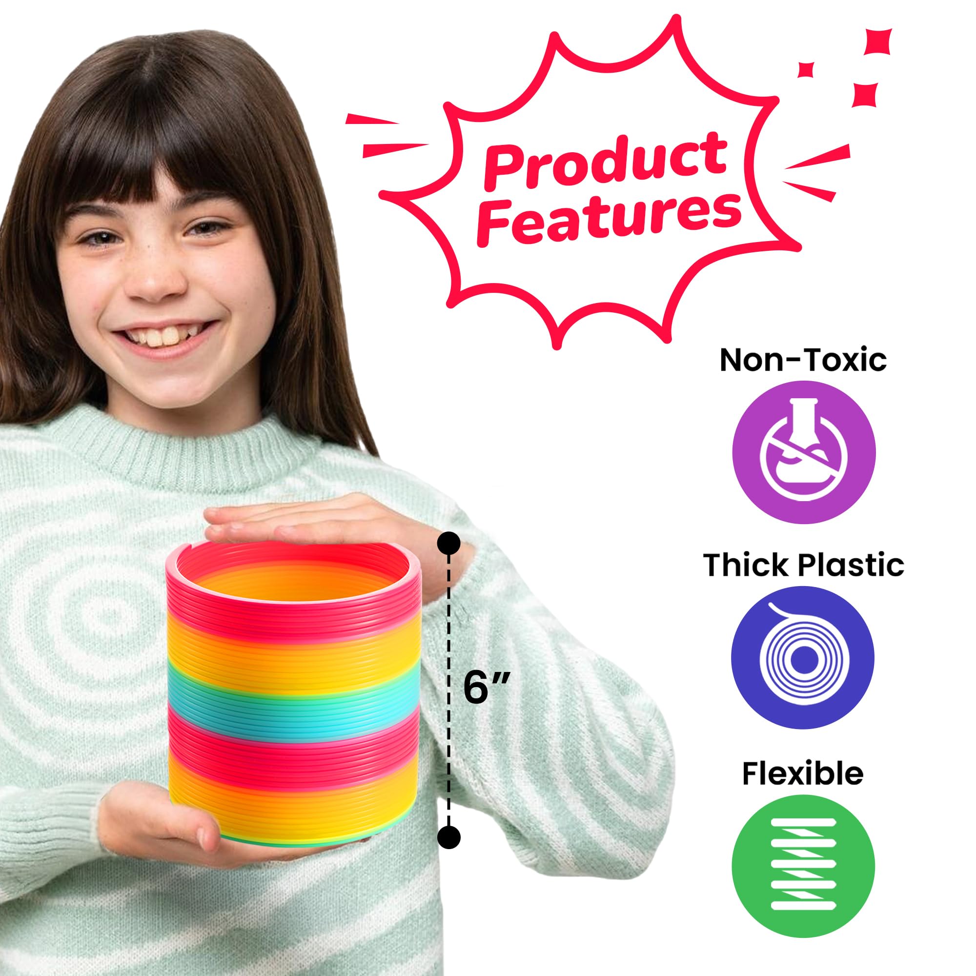 Foto 4 pulgar | Juguete Con Resorte Helicoidal Bedwina Jumbo Rainbow De 15 Cm Para Niños De 2 Años O Más - Venta Internacional.